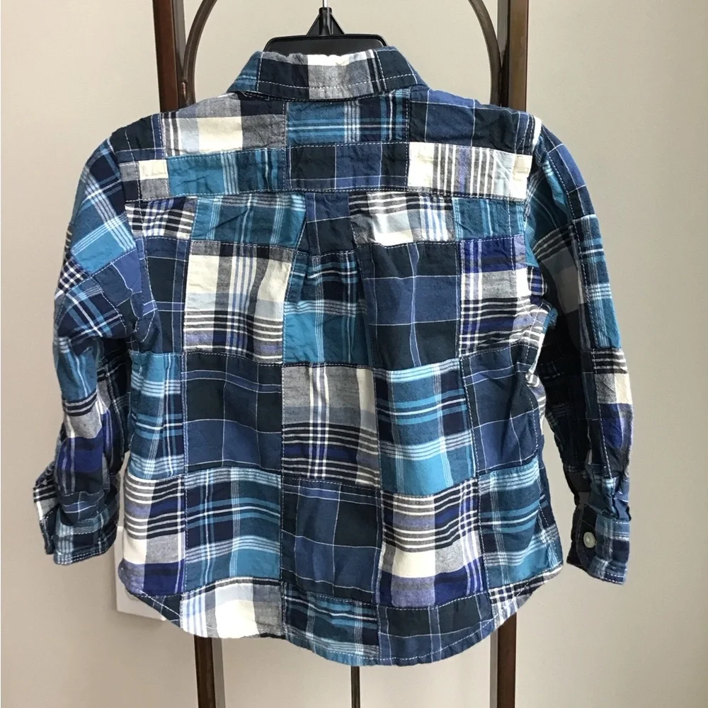 Ralph Lauren Madaras Cotton Shirt Button Down Plaid ‎ Patchwork Long Sleeves